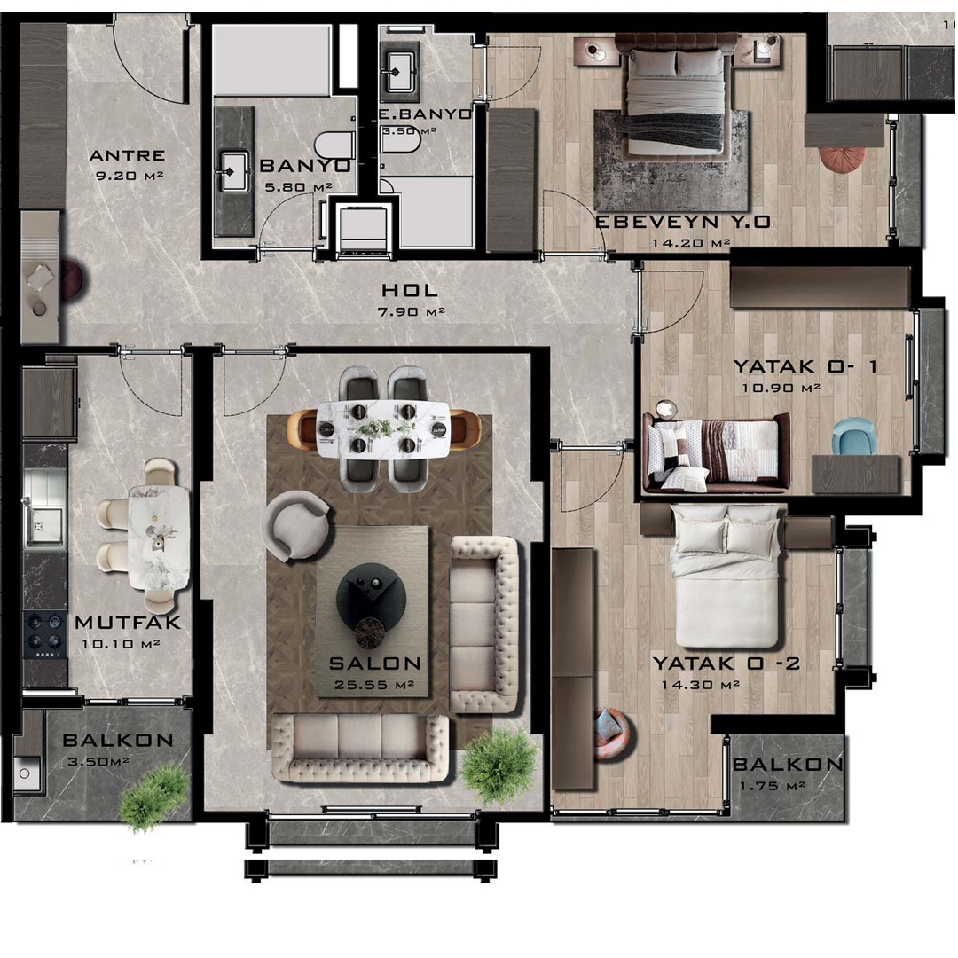 C BLOK C-C2 TİPİ DAİRE